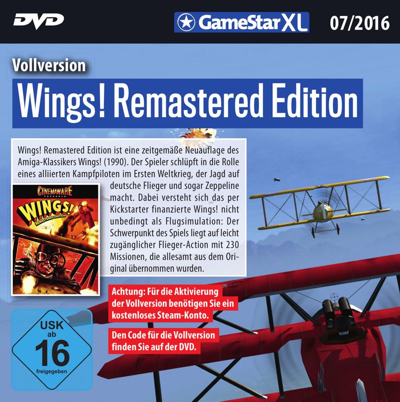 Other for Wings!: Remastered Edition (Macintosh and Windows) (GameStar XL 06/2016 covermount): Jewel Case - Front (digital)