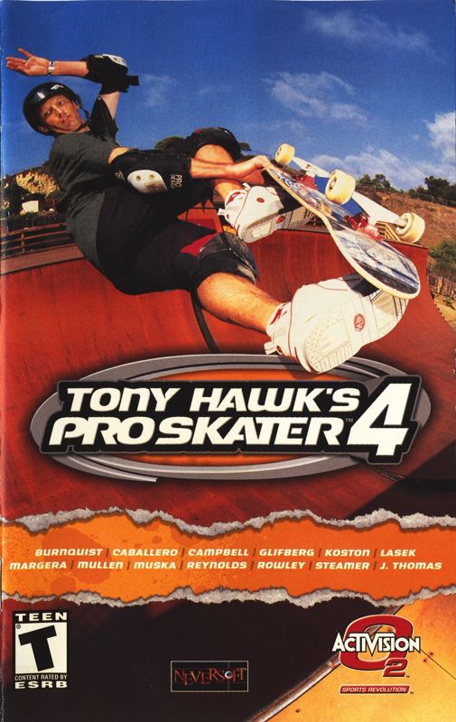 Manual for Tony Hawk's Pro Skater 4 (PlayStation 2): Front