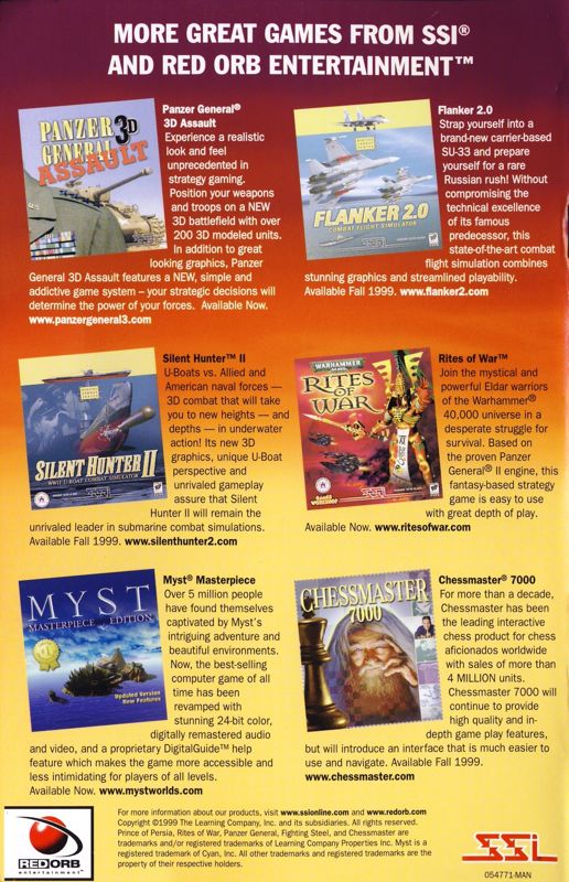 Manual for Prince of Persia 3D (Windows): Back