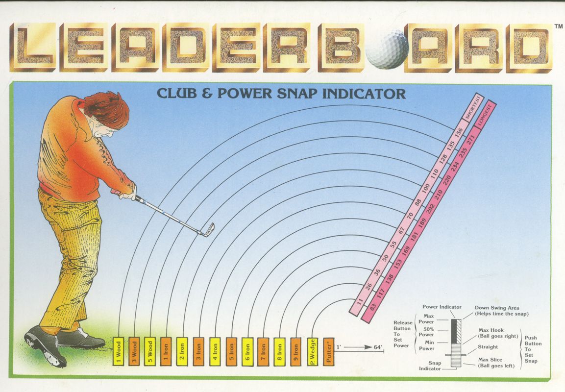 Extras for Leader Board Par 3 (ZX Spectrum): Club & Power Snap Indicator - Front