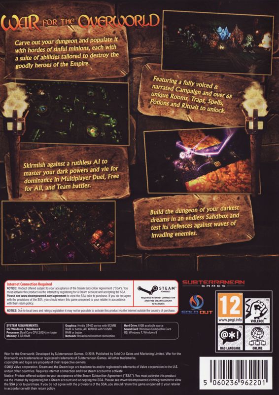 Back Cover for War for the Overworld: Underlord Edition (Windows)