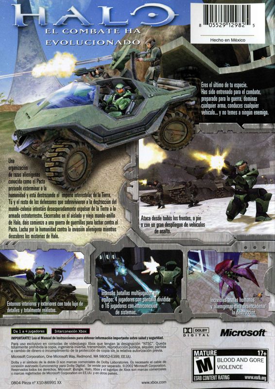 Back Cover for Halo: Combat Evolved (Xbox)