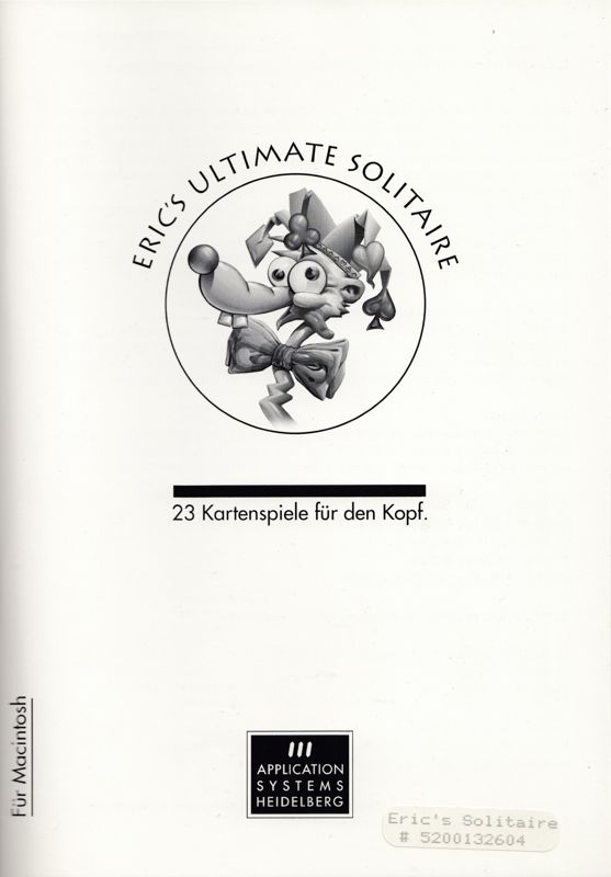 Manual for Eric's Ultimate Solitaire CD (Macintosh): Front