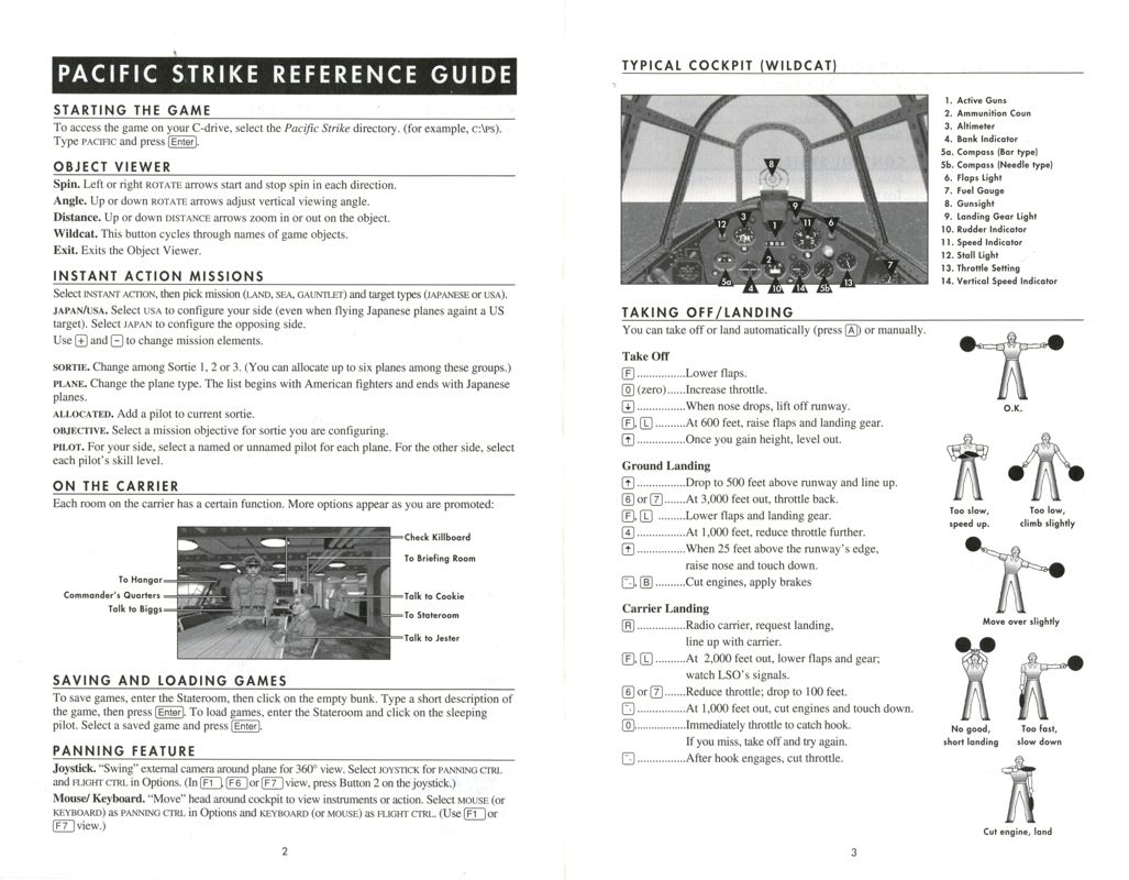 Reference Card for Pacific Strike (DOS): Back