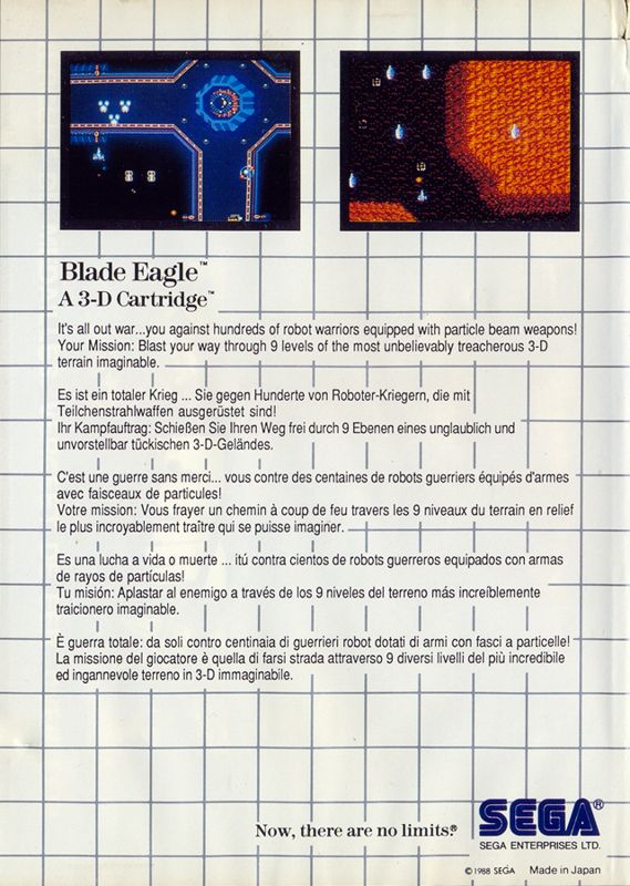 Back Cover for Blade Eagle 3-D (SEGA Master System)