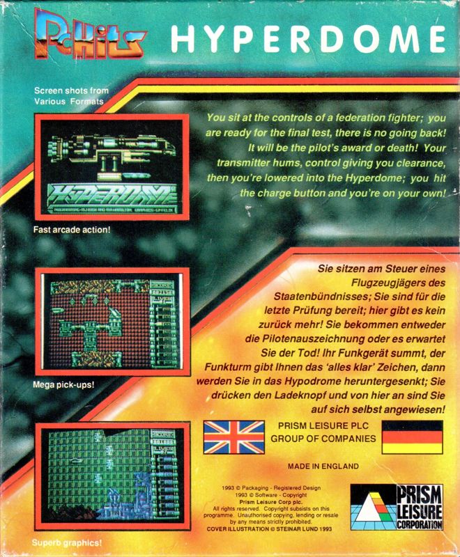 Back Cover for Hyperdome (Amiga) (Budget "PC Hits" re-release)