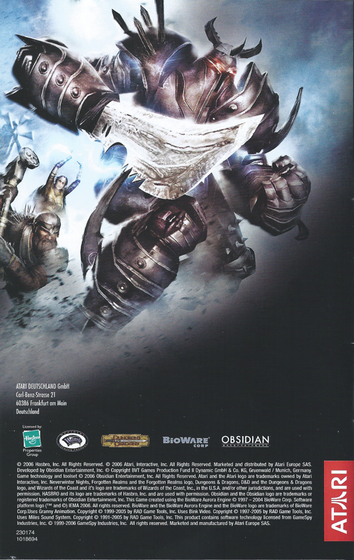 Manual for Neverwinter Nights 2 (Windows): Back