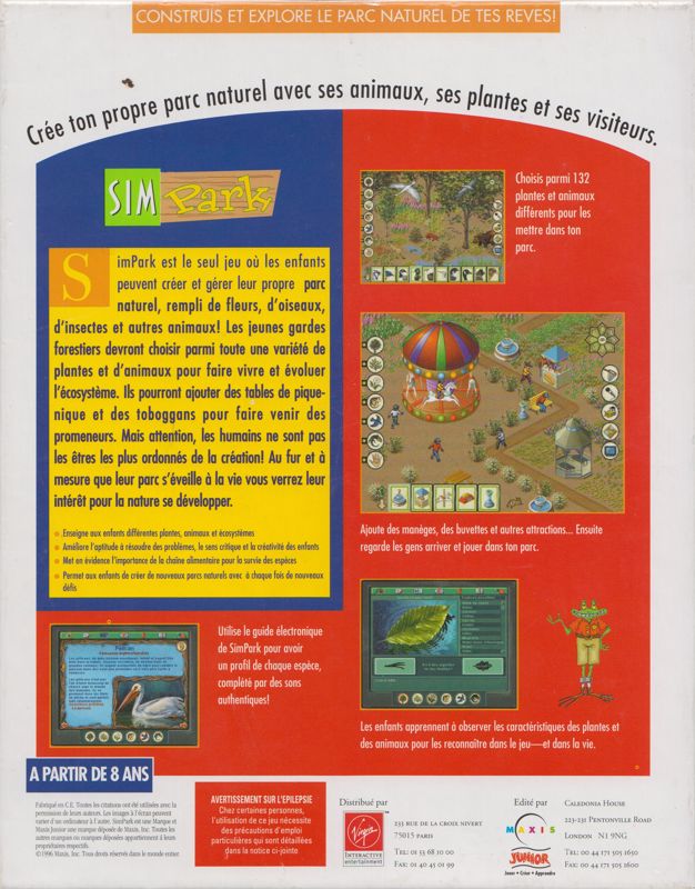 Back Cover for SimPark (Windows and Windows 3.x)
