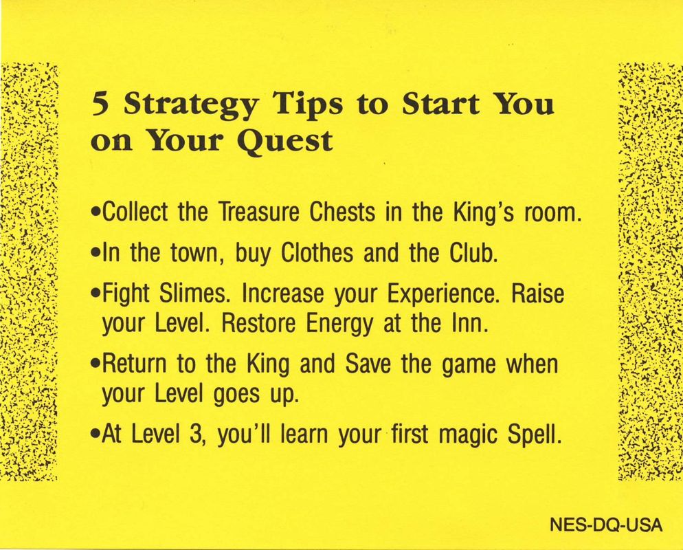 Extras for Dragon Warrior (NES): Tips Sheet