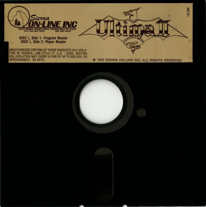 Media for Ultima II: The Revenge of the Enchantress... (Apple II) (1st Big Box Edition / ULIID-001): Disk I Program/Player Master