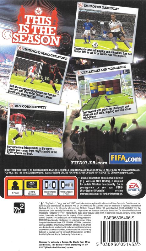 Back Cover for FIFA Soccer 07 (PSP)