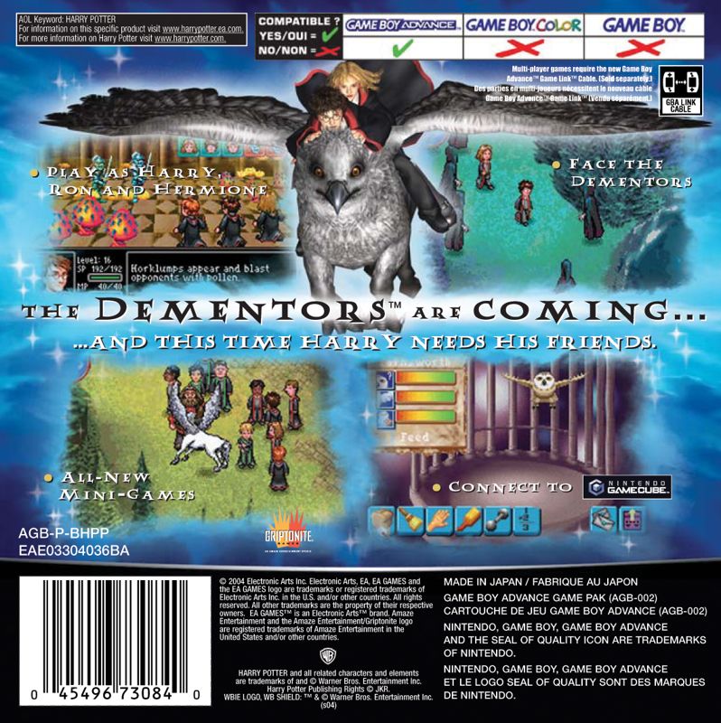 Back Cover for Harry Potter and the Prisoner of Azkaban (Game Boy Advance)