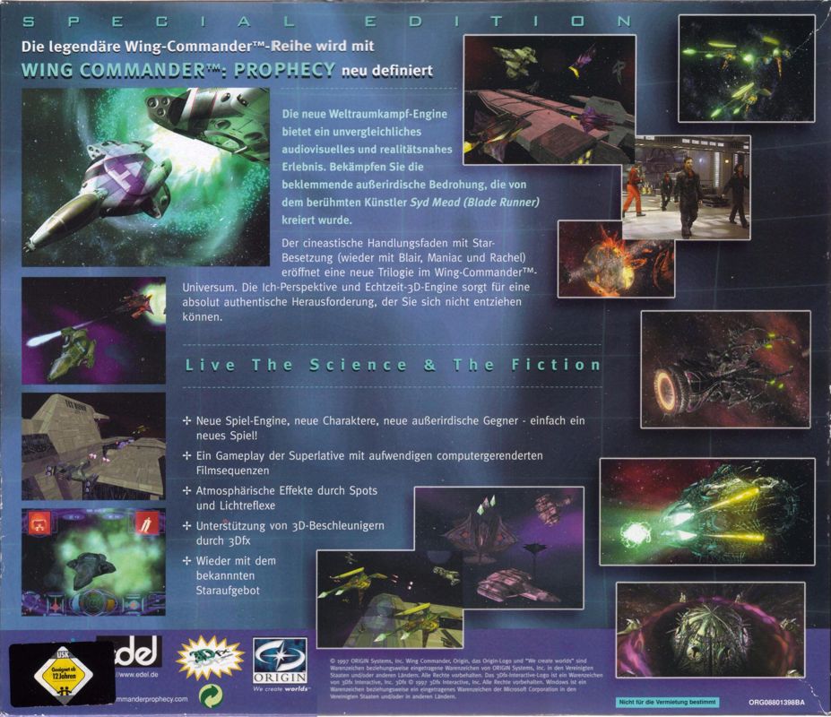 Back Cover for Wing Commander: Prophecy (Special Edition) (Windows)