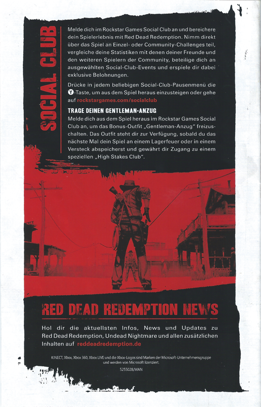 Manual for Red Dead Redemption: Game of the Year Edition (Xbox 360): Back