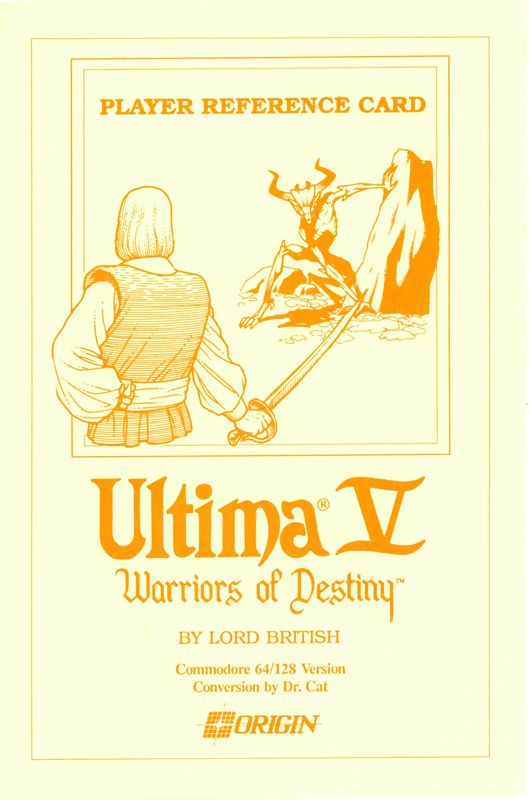 Reference Card for Ultima V: Warriors of Destiny (Commodore 128 and Commodore 64)
