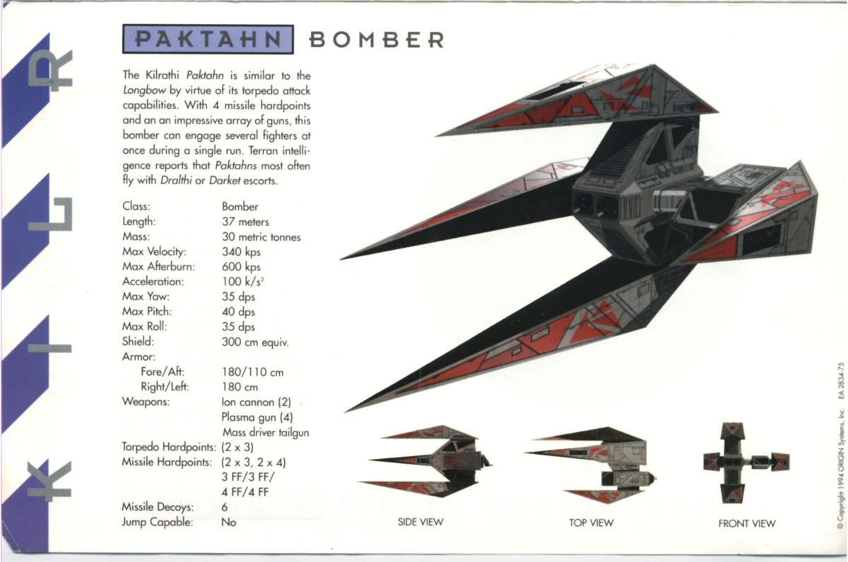 Extras for Wing Commander III: Heart of the Tiger (Macintosh and Windows) (GOG.com release): Warbirds - Paktahn