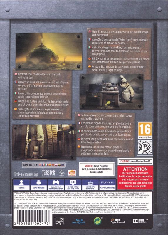 Back Cover for Little Nightmares (Six Edition) (PlayStation 4)