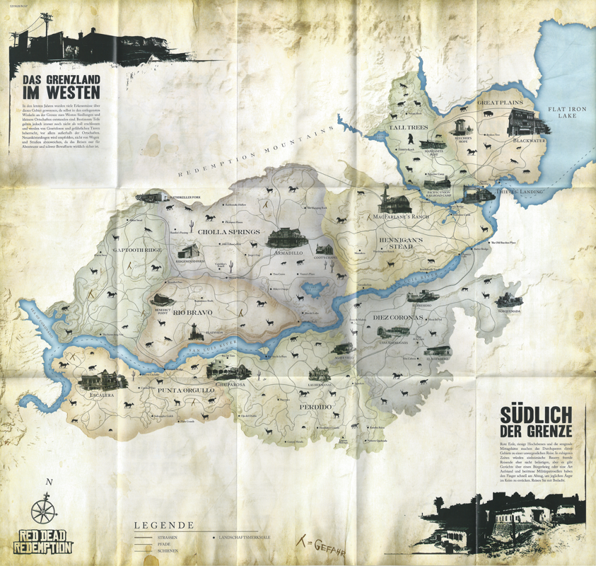 Map for Red Dead Redemption: Game of the Year Edition (Xbox 360): Side 1