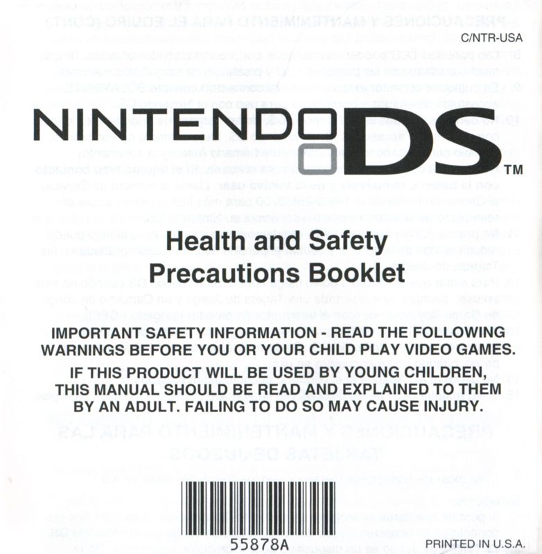 Extras for Battles of Prince of Persia (Nintendo DS): Health and Safety Booklet - Originally Folded Front (1/12th of full size)
