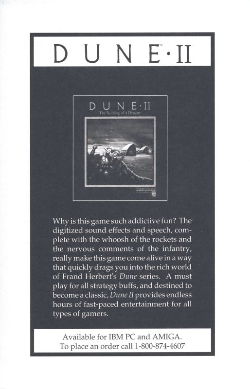 Advertisement for Lands of Lore: The Throne of Chaos (DOS) (3.5" Floppy Disk release): Dune II