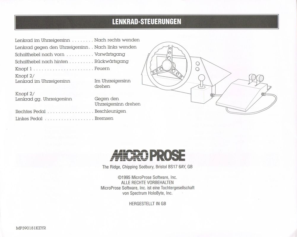 Reference Card for Across the Rhine (DOS) (Complete German version): Back