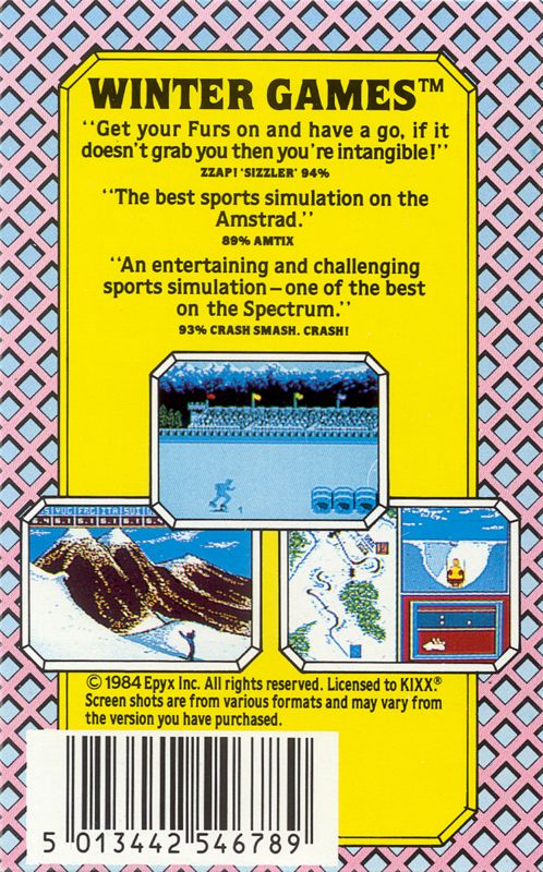 Back Cover for Winter Games (ZX Spectrum) (Kixx budget release)