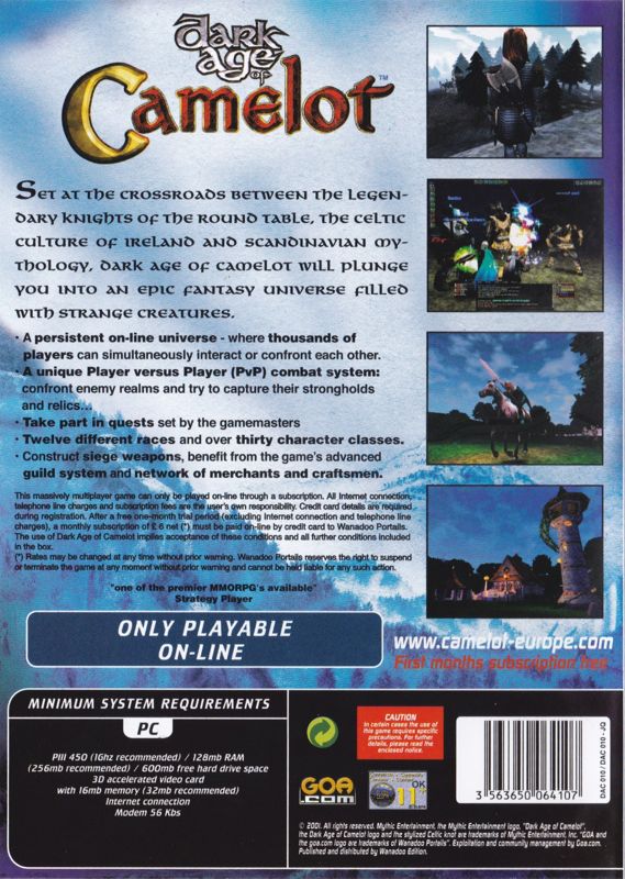 Back Cover for Dark Age of Camelot (Windows)