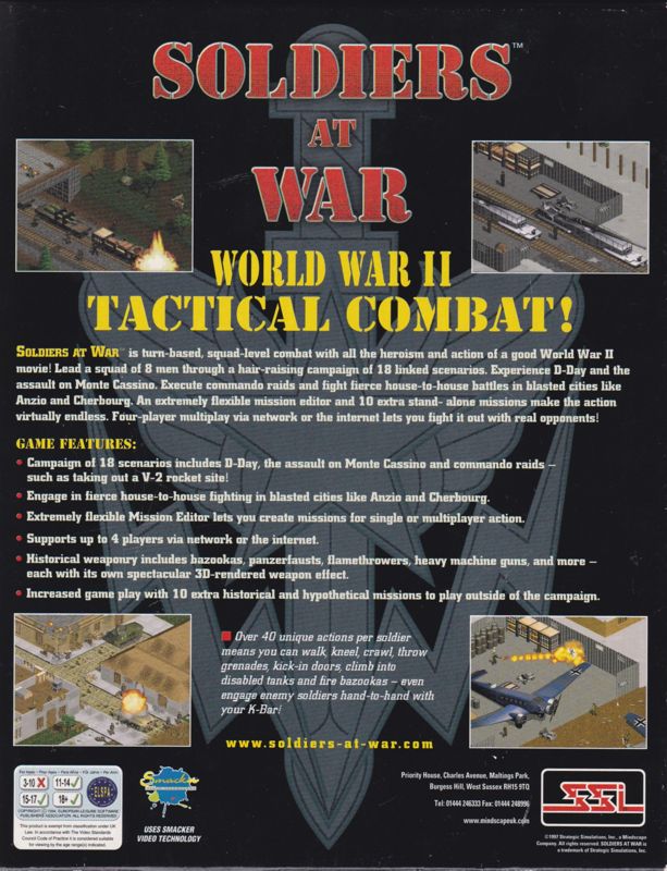 Back Cover for Soldiers at War (Windows) (Alternate release)