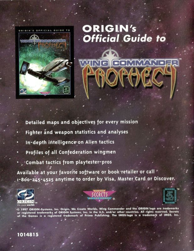 Manual for Wing Commander: Prophecy (Windows): Back
