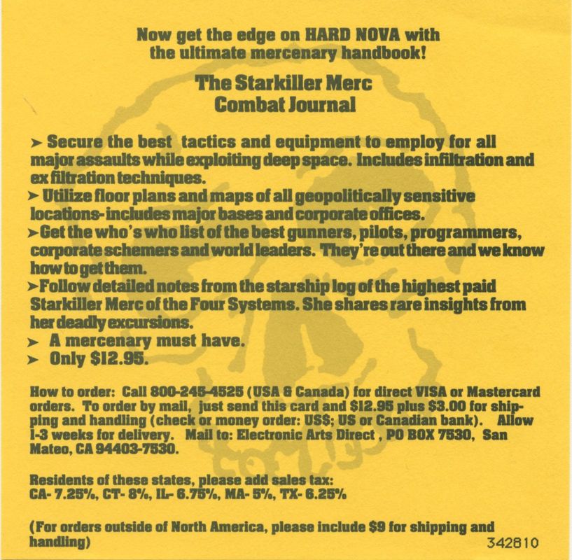 Advertisement for Hard Nova (DOS): Handbook