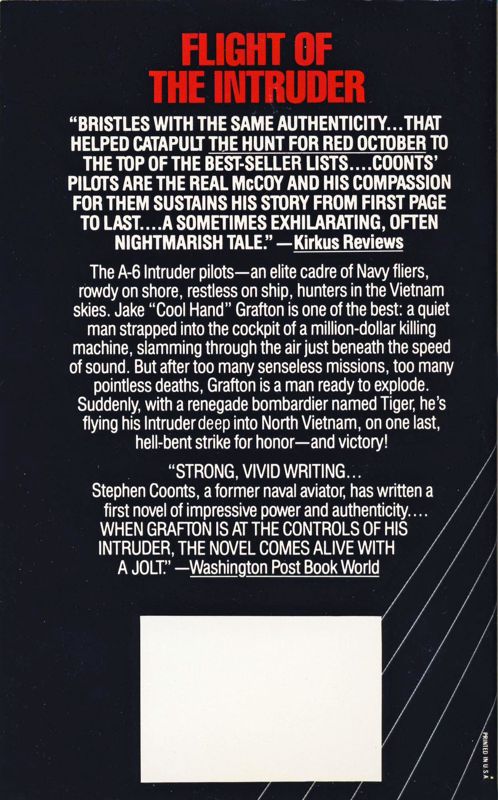 Extras for Flight of the Intruder (DOS) (Includes Pocket Book on which the game is based): Pocket Book - Back
