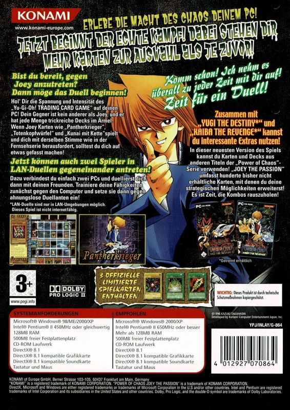Yu gi oh power of chaos joey the passion cover or packaging