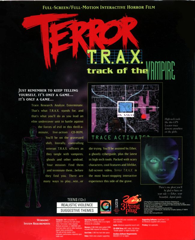 Back Cover for Terror T.R.A.X.: Track of the Vampire (Windows 3.x)
