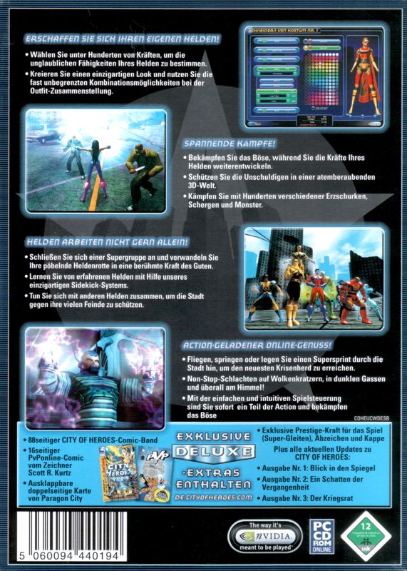 Back Cover for City of Heroes (Deluxe Edition) (Windows)