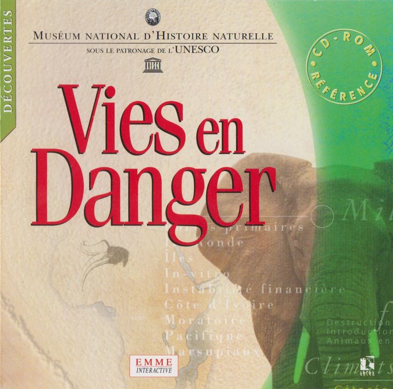 Manual for Wildlife in Danger (Macintosh and Windows): 4-page Reference Disc - Front
