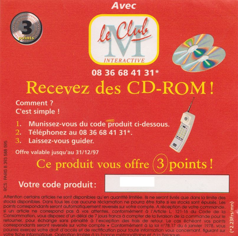 Extras for Wildlife in Danger (Macintosh and Windows): "Club EMME Interactive" Flyer - Front (back is blank)