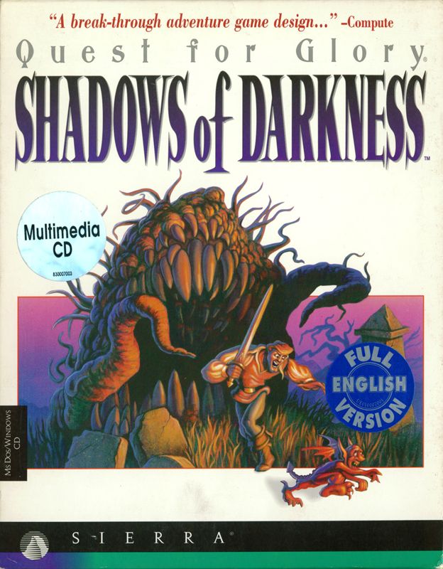 Front Cover for Quest for Glory: Shadows of Darkness (DOS and Windows 3.x) (CD-ROM release)