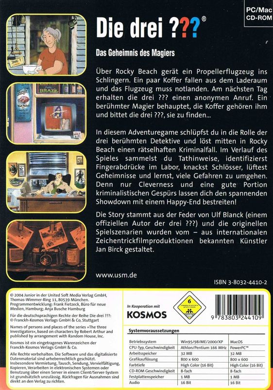 Back Cover for Die drei ???: Das Geheimnis des Magiers (Macintosh and Windows)