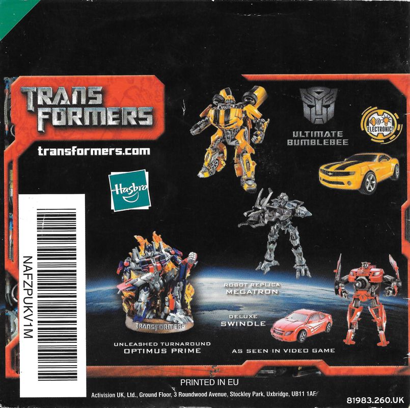 Manual for Transformers: Autobots (Nintendo DS): Back