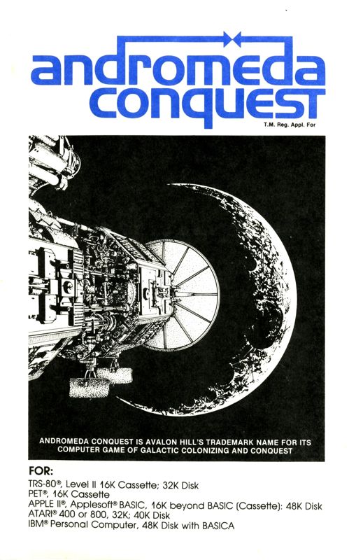 Manual for Andromeda Conquest (Apple II): Front