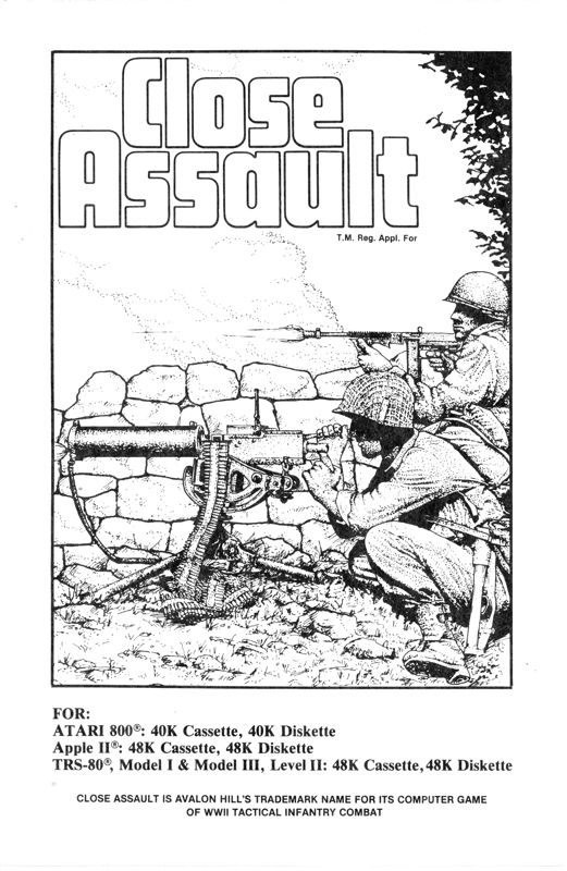 Manual for Close Assault (Apple II and Atari 8-bit and TRS-80): Front
