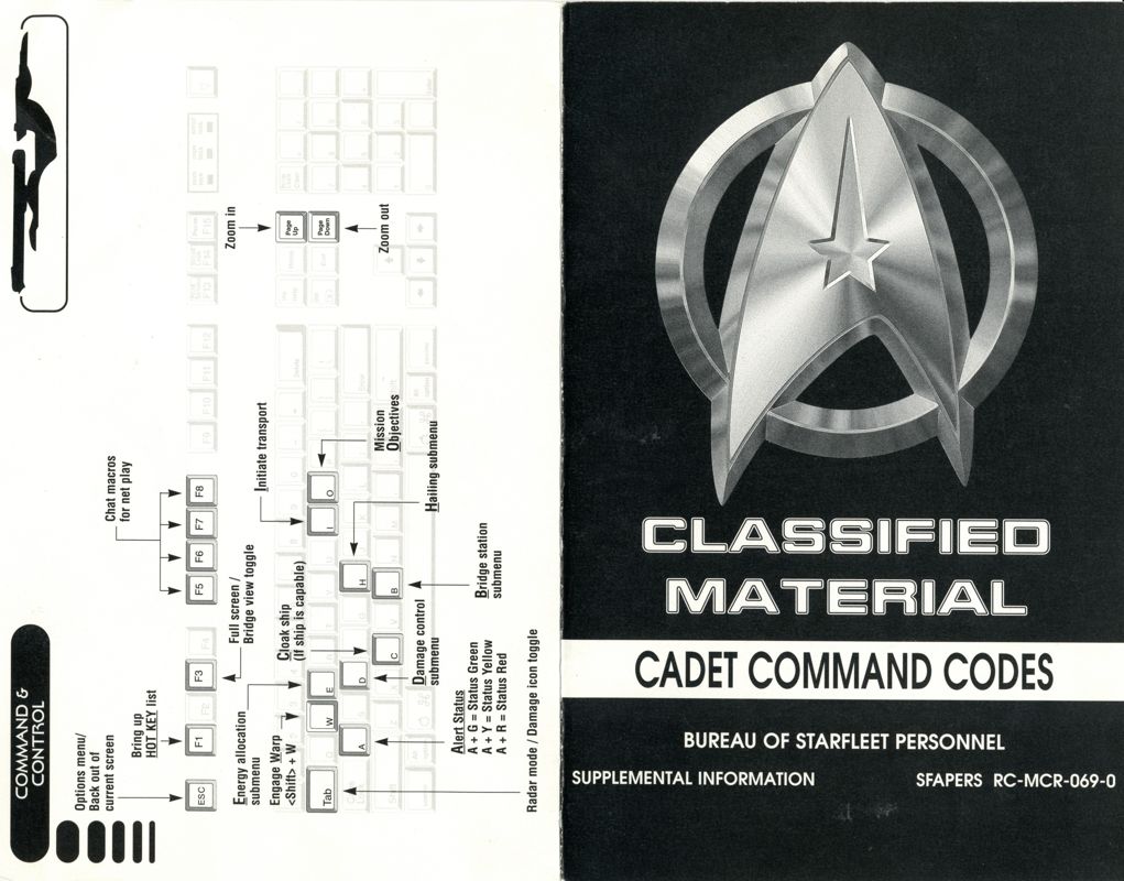 Reference Card for Star Trek: Starfleet Academy (Macintosh): Front