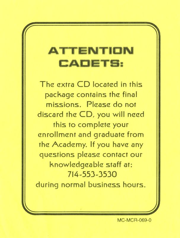 Extras for Star Trek: Starfleet Academy (Macintosh): Additional CD Notice