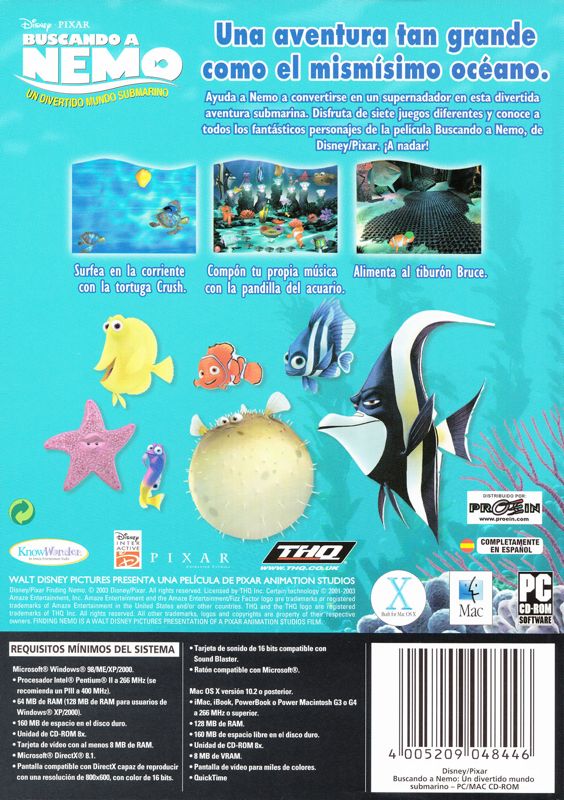 Back Cover for Disney•Pixar Finding Nemo: Nemo's Underwater World of Fun (Macintosh and Windows)