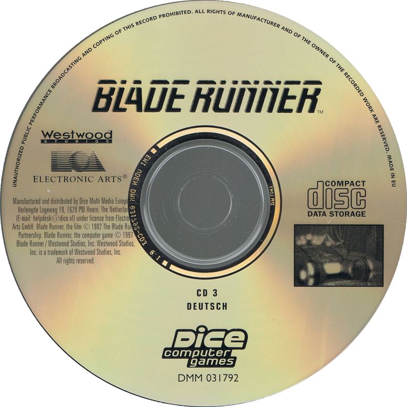 Media for Blade Runner (Windows) (Dice Multimedia release): Disc 3
