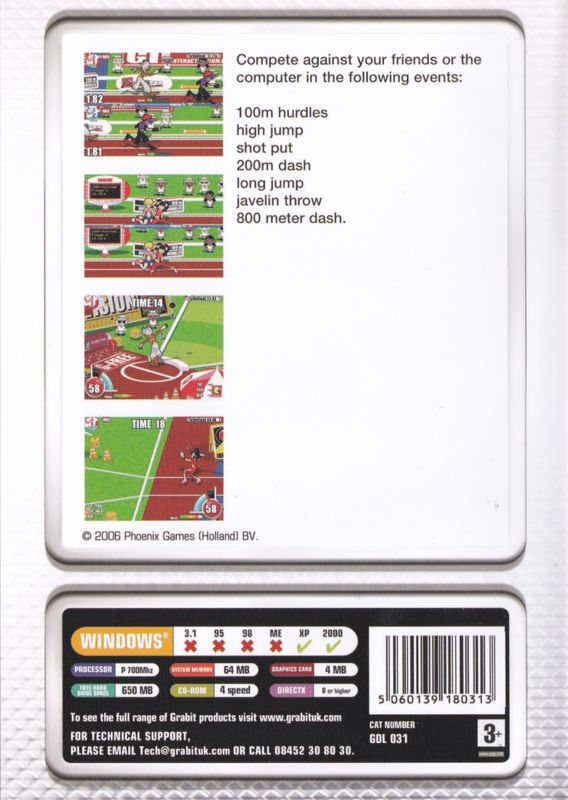 Inside Cover for 8 Great Sports PC Games (Windows): Olympic Challenge: Keep Case Back