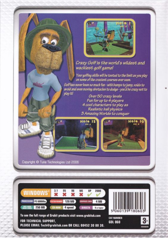 Inside Cover for 8 Great Sports PC Games (Windows): Crazy Golf: Keep Case Back