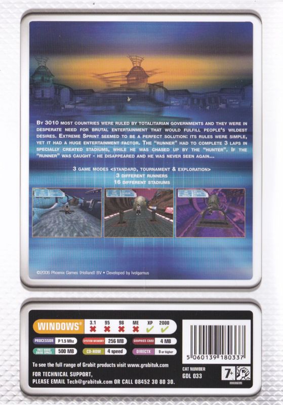 Inside Cover for 8 Great Sports PC Games (Windows): Extreme Sprint 3010: Keep Case Back