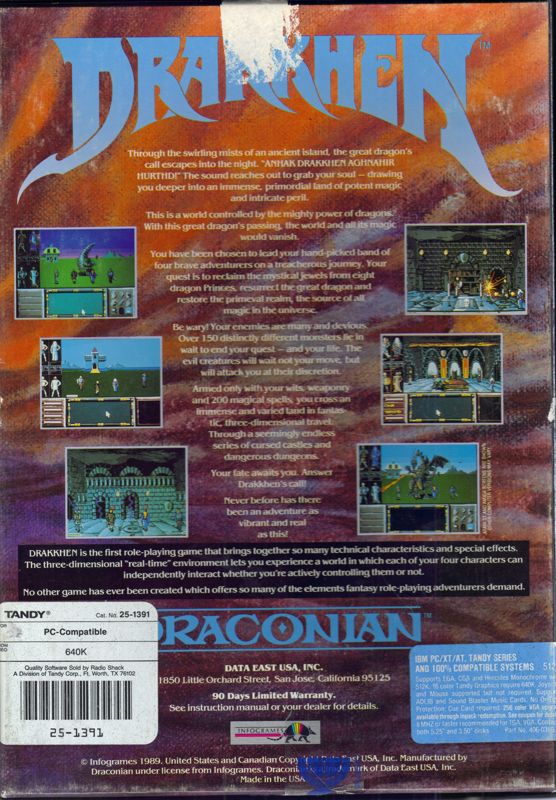 Back Cover for Drakkhen (DOS) (Dual-Media release)