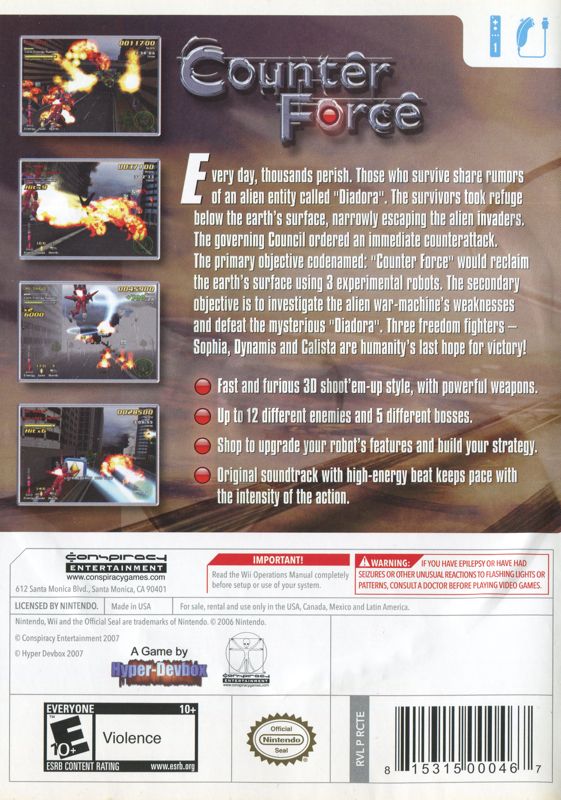 Back Cover for Counter Force (Wii)